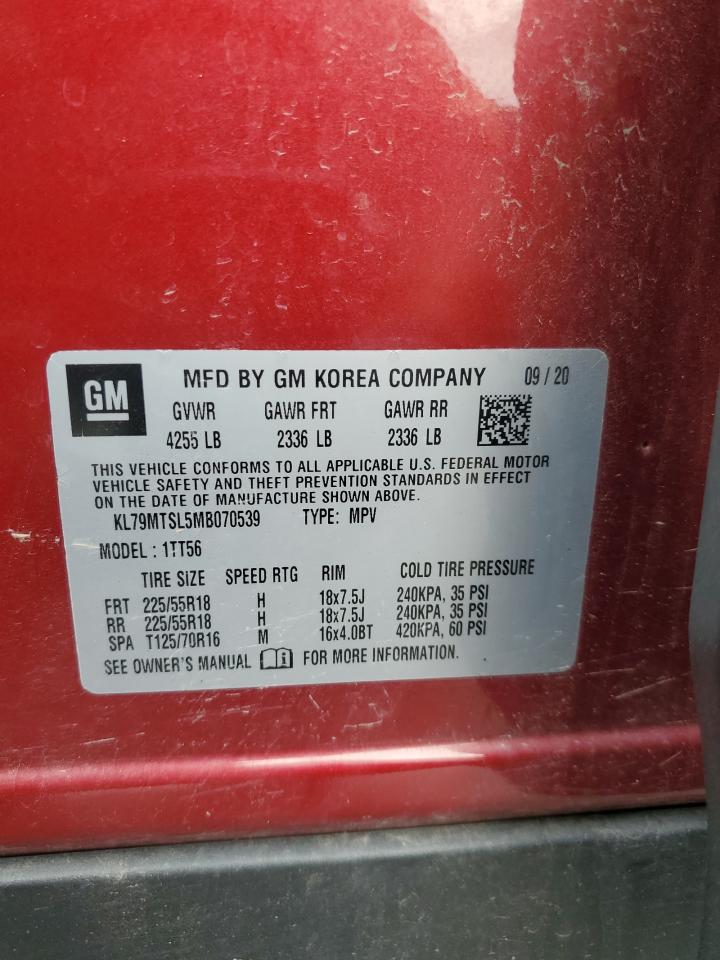 2021 Chevrolet Trailblazer Rs VIN: KL79MTSL5MB070539 Lot: 64075254