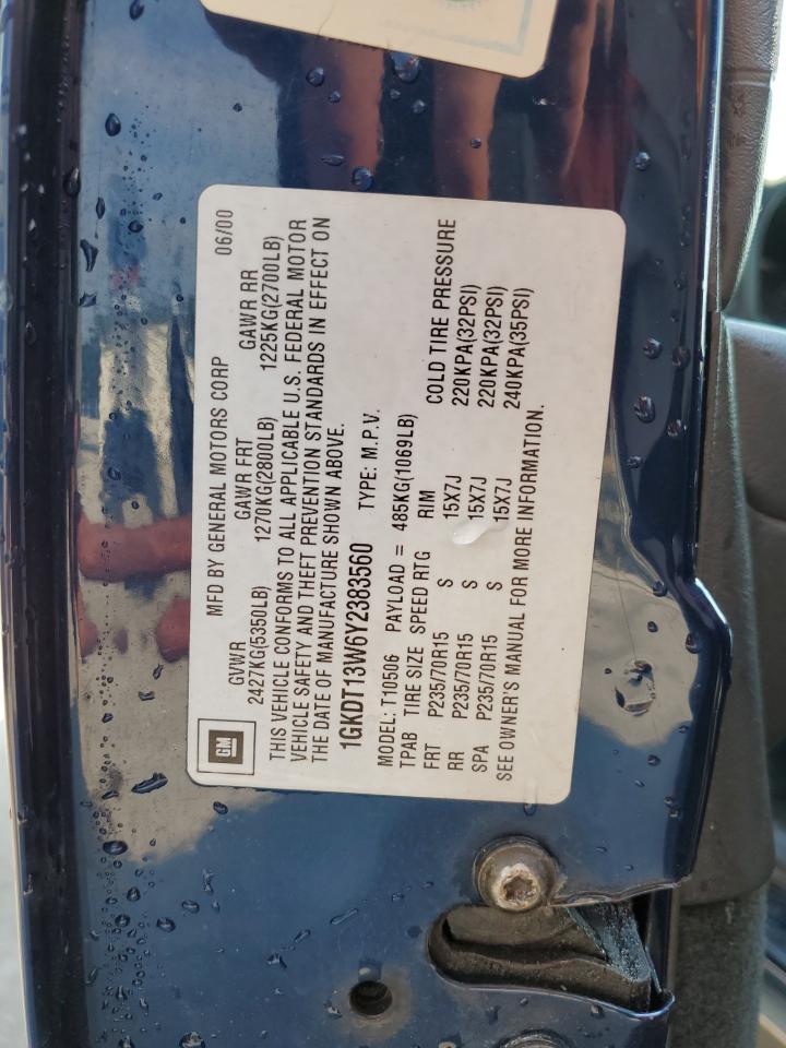 2000 GMC Jimmy / Envoy VIN: 1GKDT13W6Y2383560 Lot: 62894834