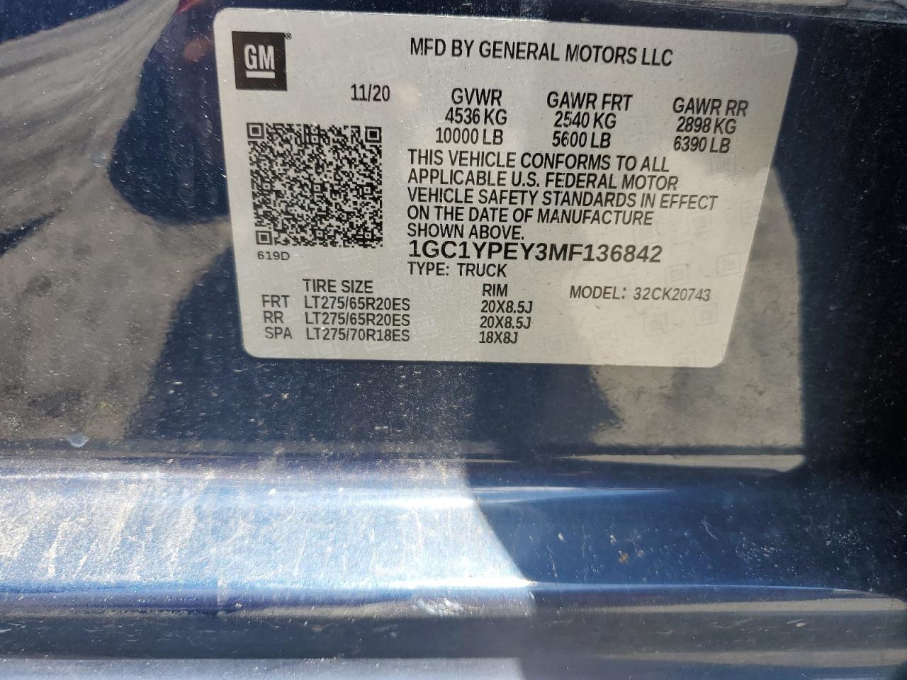 2021 Chevrolet Silverado K2500 Heavy Duty Ltz VIN: 1GC1YPEY3MF136842 Lot: 62831974