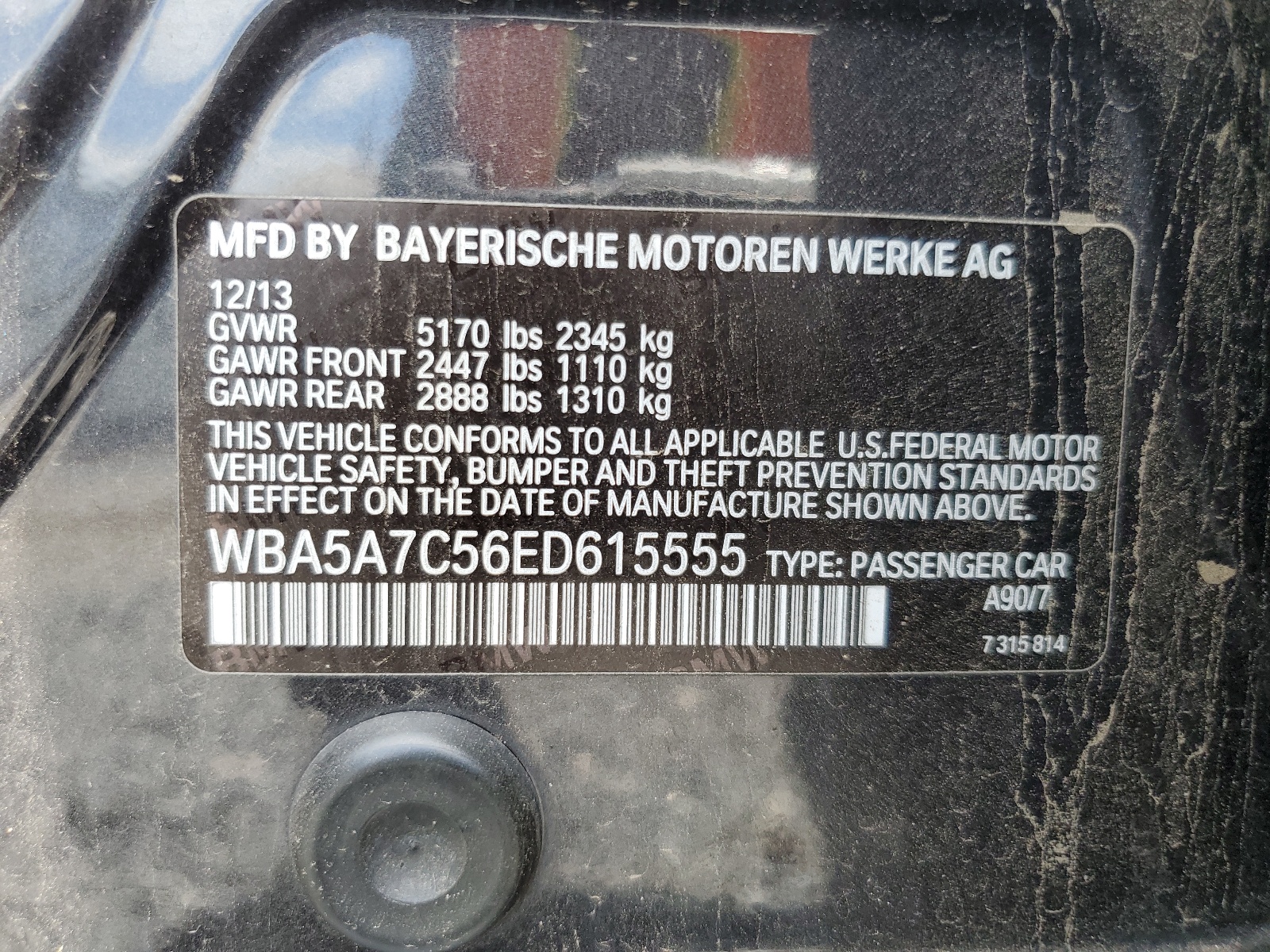 WBA5A7C56ED615555 2014 BMW 528 Xi