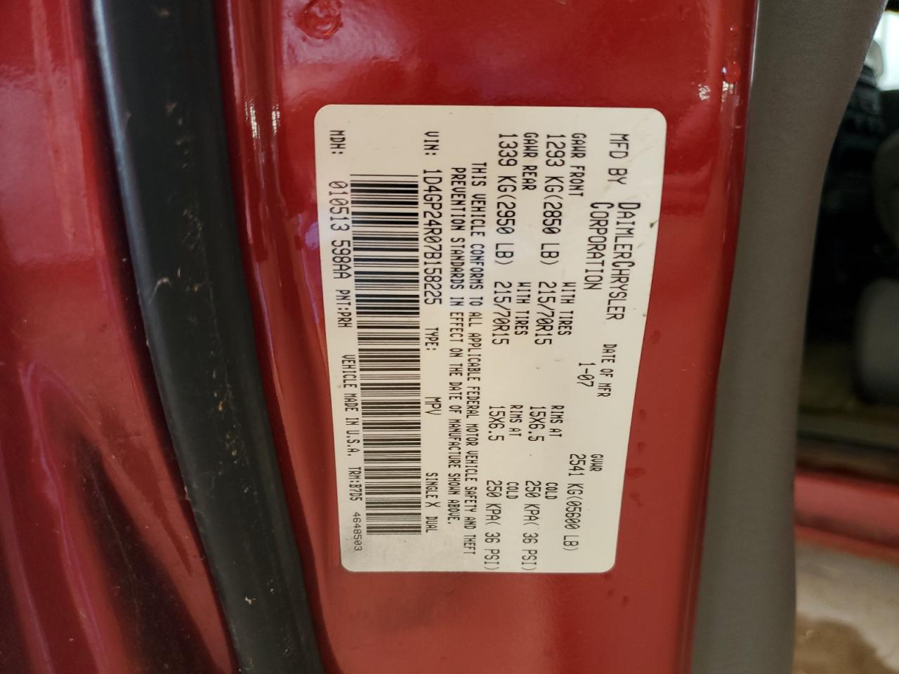 2007 Dodge Grand Caravan Se VIN: 1D4GP24R07B158225 Lot: 64461424