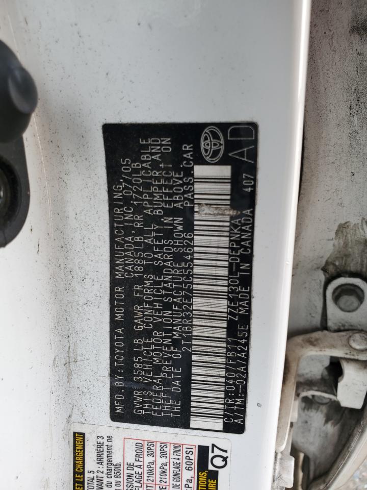 2005 Toyota Corolla Ce VIN: 2T1BR32E75C554626 Lot: 64003394