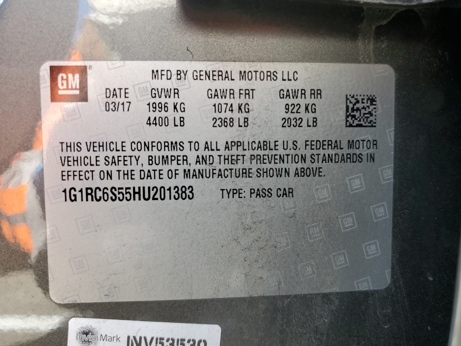 1G1RC6S55HU201383 2017 Chevrolet Volt Lt