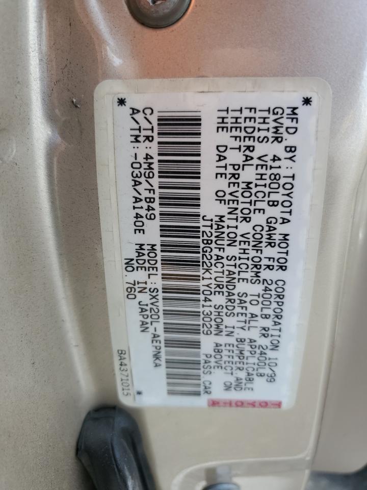 2000 Toyota Camry Ce VIN: JT2BG22K1Y0413029 Lot: 63490244