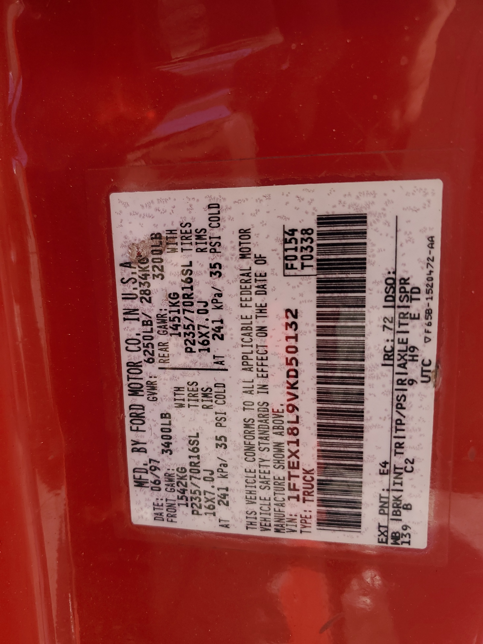 1FTEX18L9VKD50132 1997 Ford F150