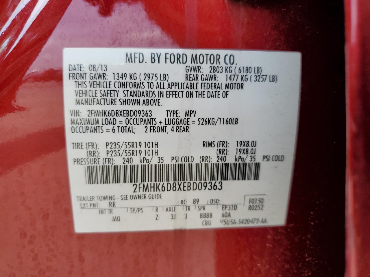 2FMHK6D8XEBD09363 2014 Ford Flex Limited