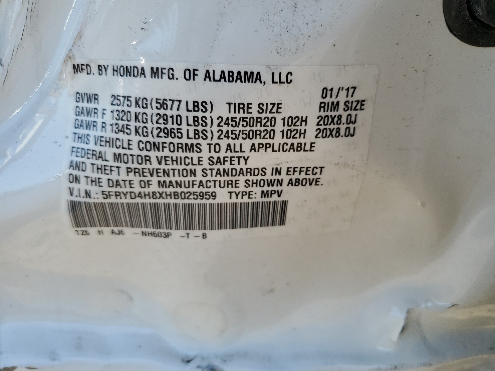 5FRYD4H8XHB025959 2017 Acura Mdx Advance