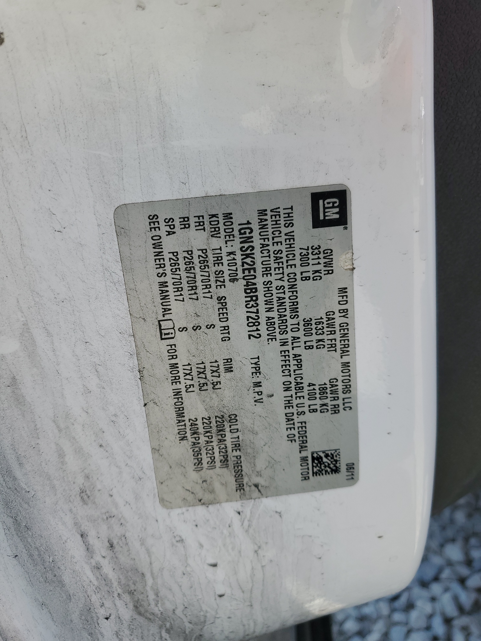 1GNSK2E04BR372812 2011 Chevrolet Tahoe Special