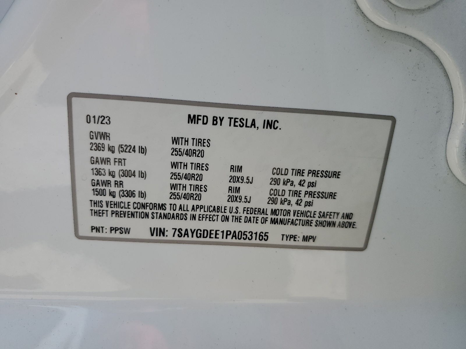 7SAYGDEE1PA053165 2023 Tesla Model Y