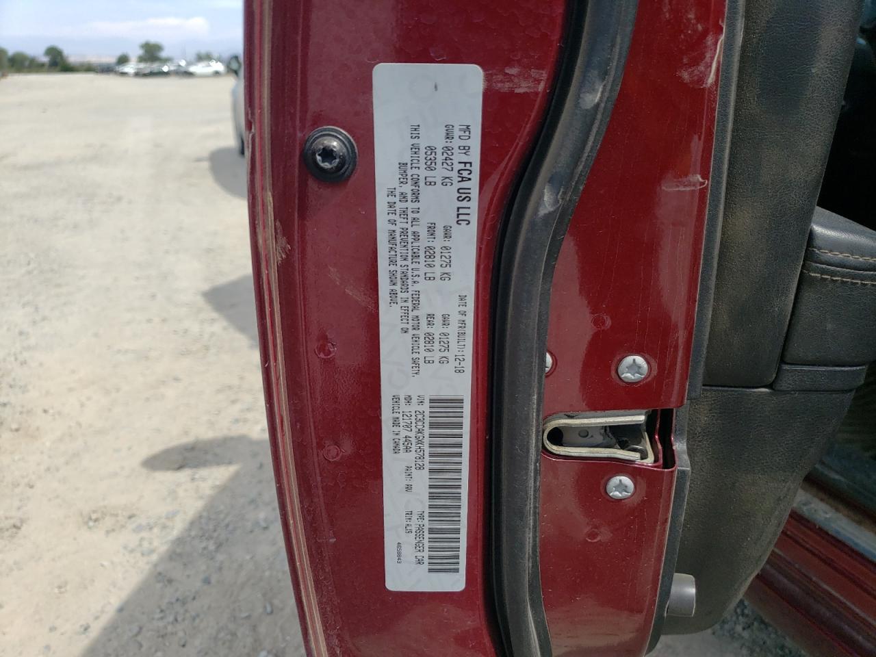 2019 Chrysler 300 Limited VIN: 2C3CCAKGXKH578128 Lot: 63134004