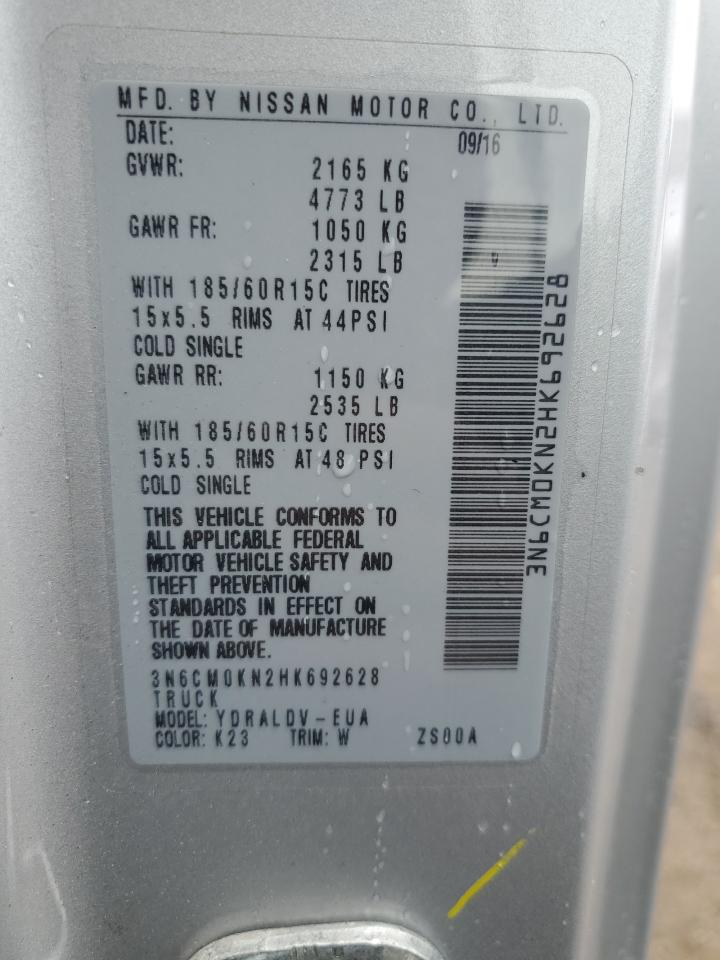 2017 Nissan Nv200 2.5S VIN: 3N6CM0KN2HK692628 Lot: 61592194