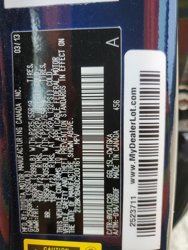 2013 Lexus Rx 350 Base VIN: 2T2BK1BA6DC200161 Lot: 62393574