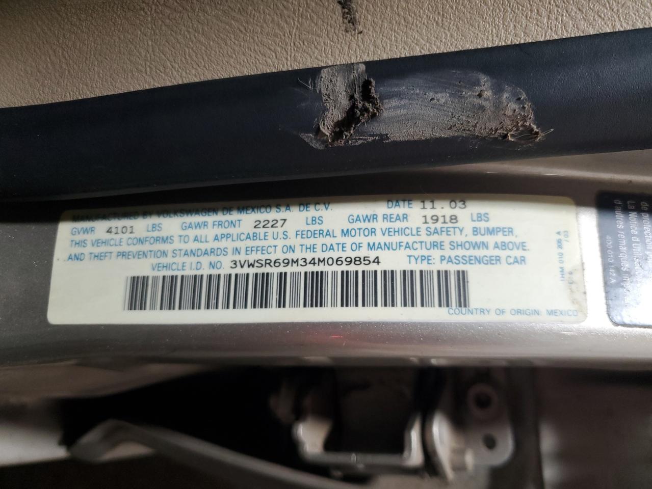 2004 Volkswagen Jetta Gls Tdi VIN: 3VWSR69M34M069854 Lot: 64632964