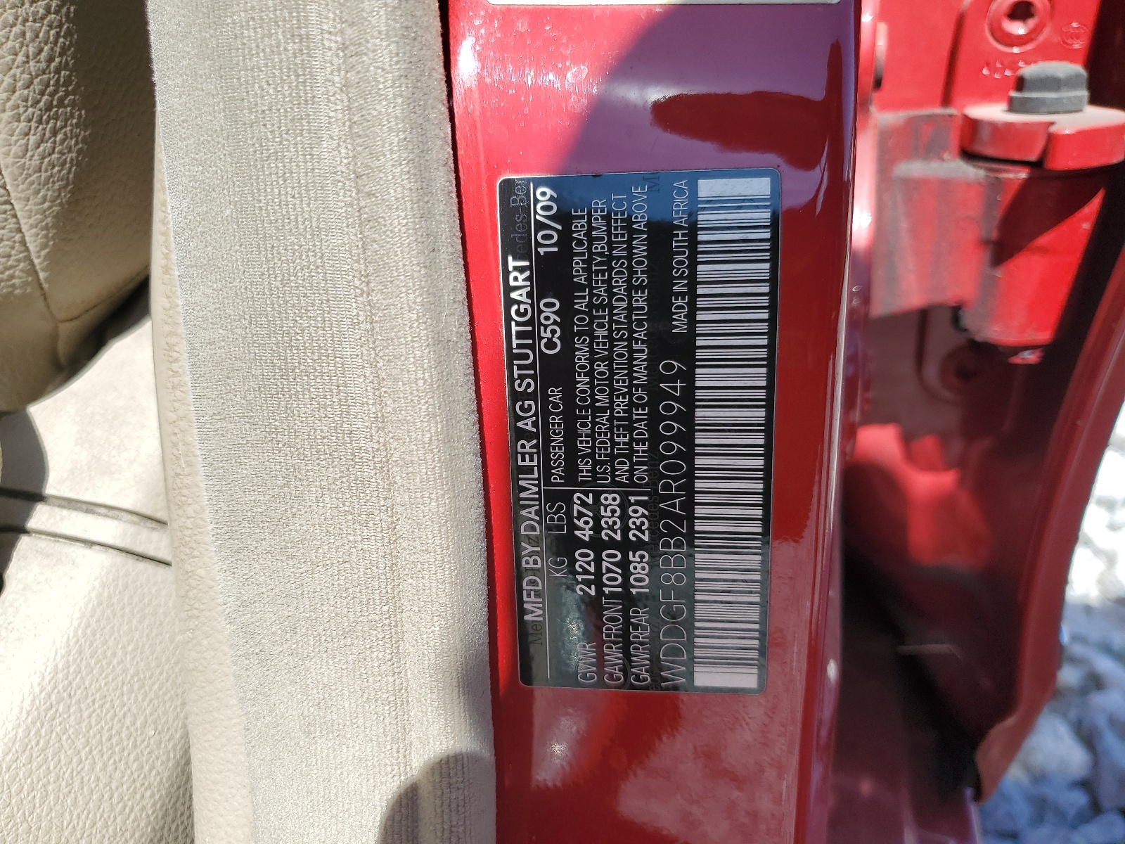 WDDGF8BB2AR099949 2010 Mercedes-Benz C 300 4Matic