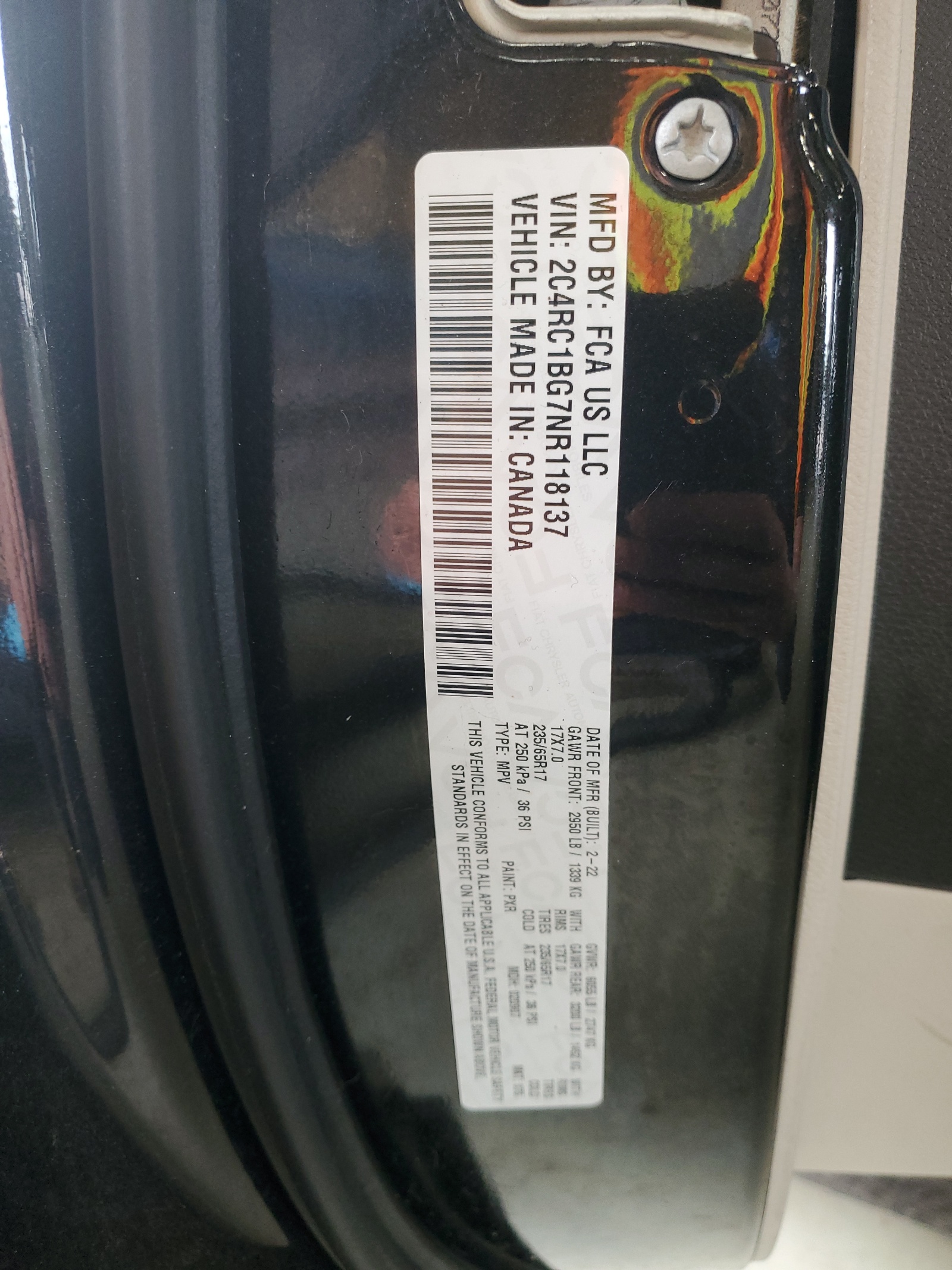 2C4RC1BG7NR118137 2022 Chrysler Pacifica Touring L