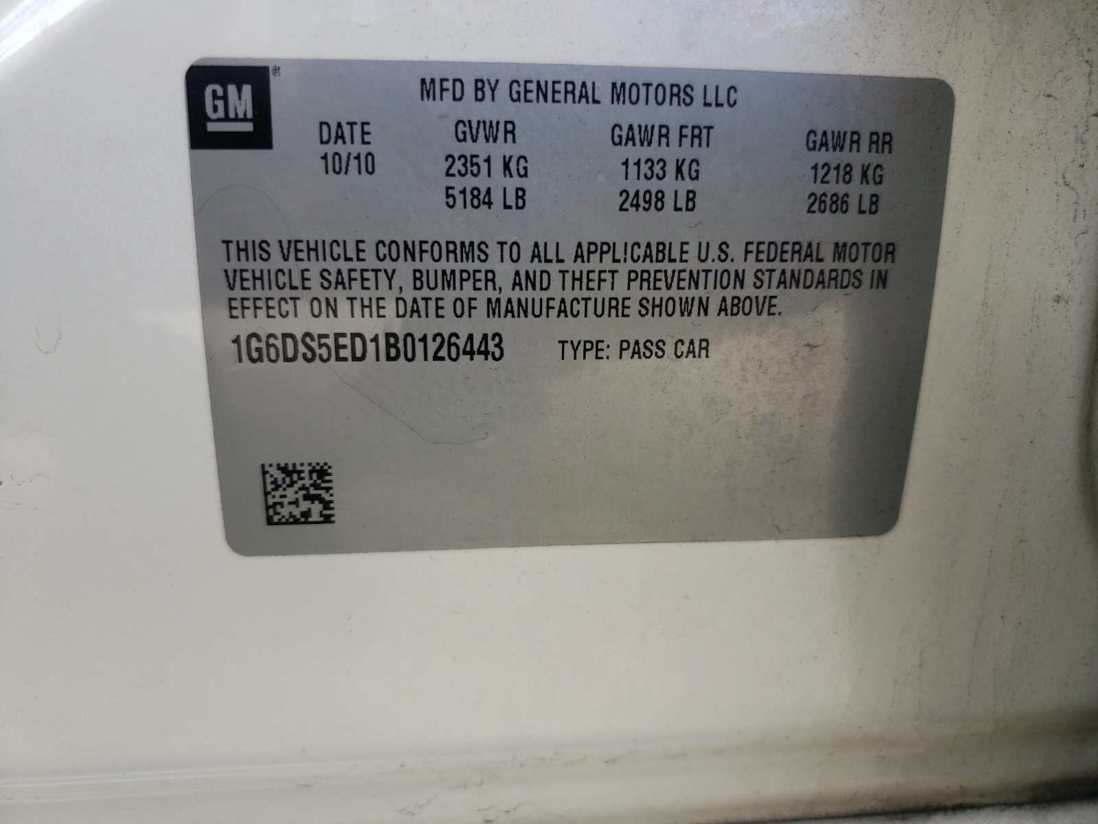 1G6DS5ED1B0126443 2011 Cadillac Cts Premium Collection