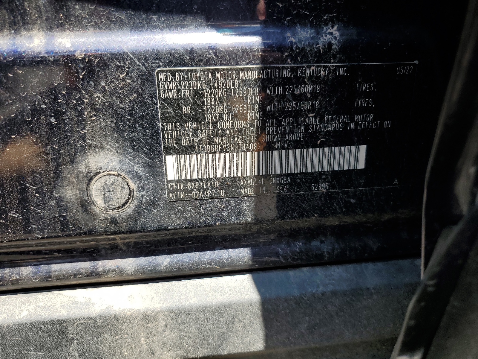 4T3D6RFV3NU084082 2022 Toyota Rav4 Limited