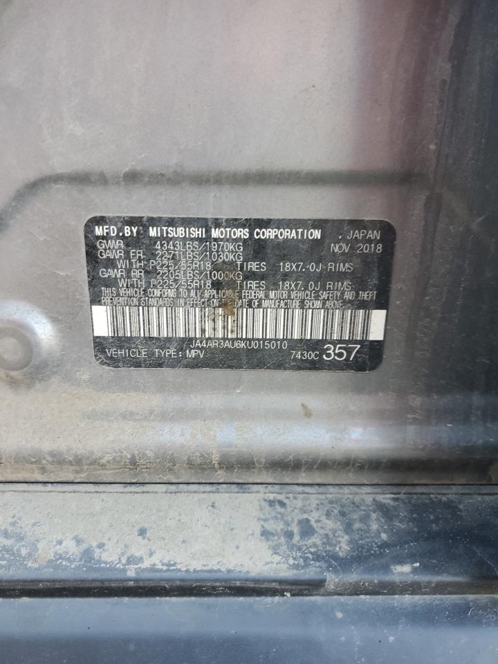 2019 Mitsubishi Outlander Sport Es VIN: JA4AR3AU6KU015010 Lot: 62933664