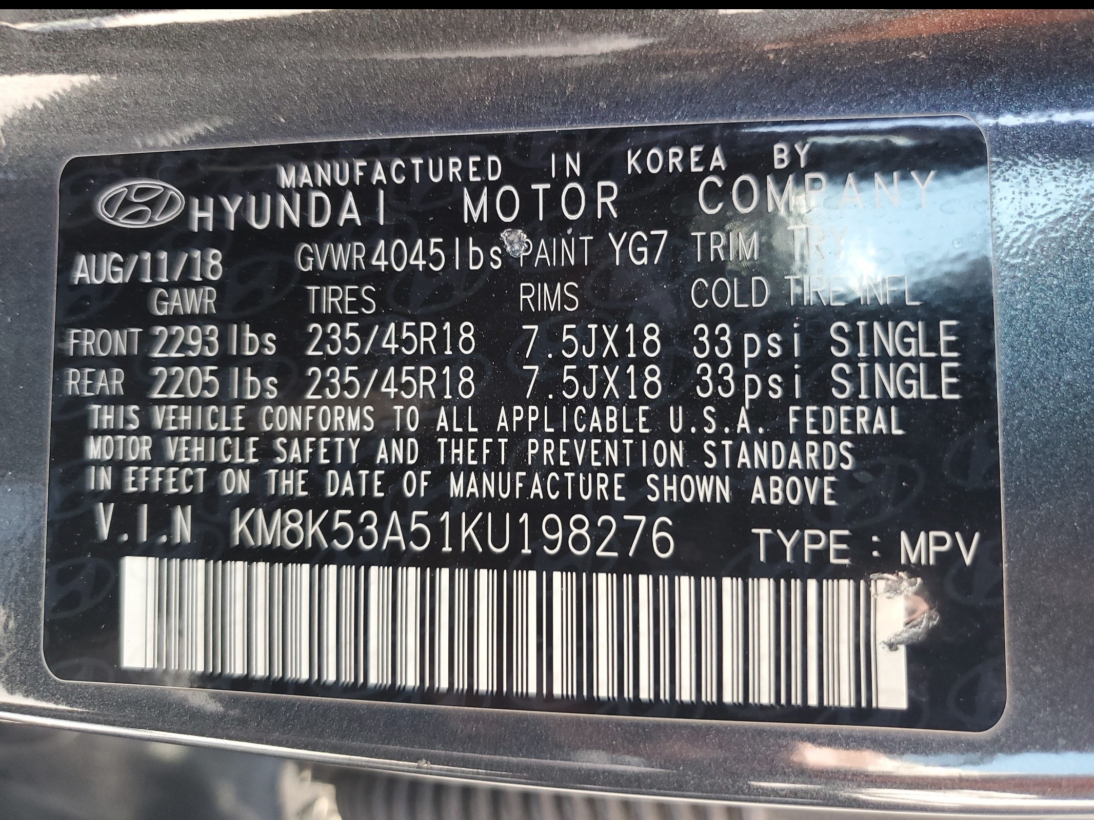 KM8K53A51KU198276 2019 Hyundai Kona Ultimate