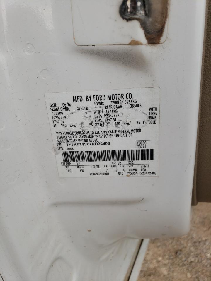 2007 Ford F150 VIN: 1FTPX14V67KD34408 Lot: 61744394