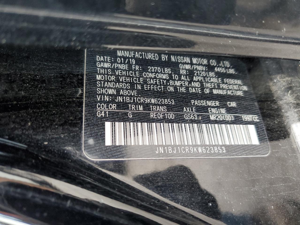2019 Nissan Rogue Sport S VIN: JN1BJ1CR9KW623853 Lot: 64558184