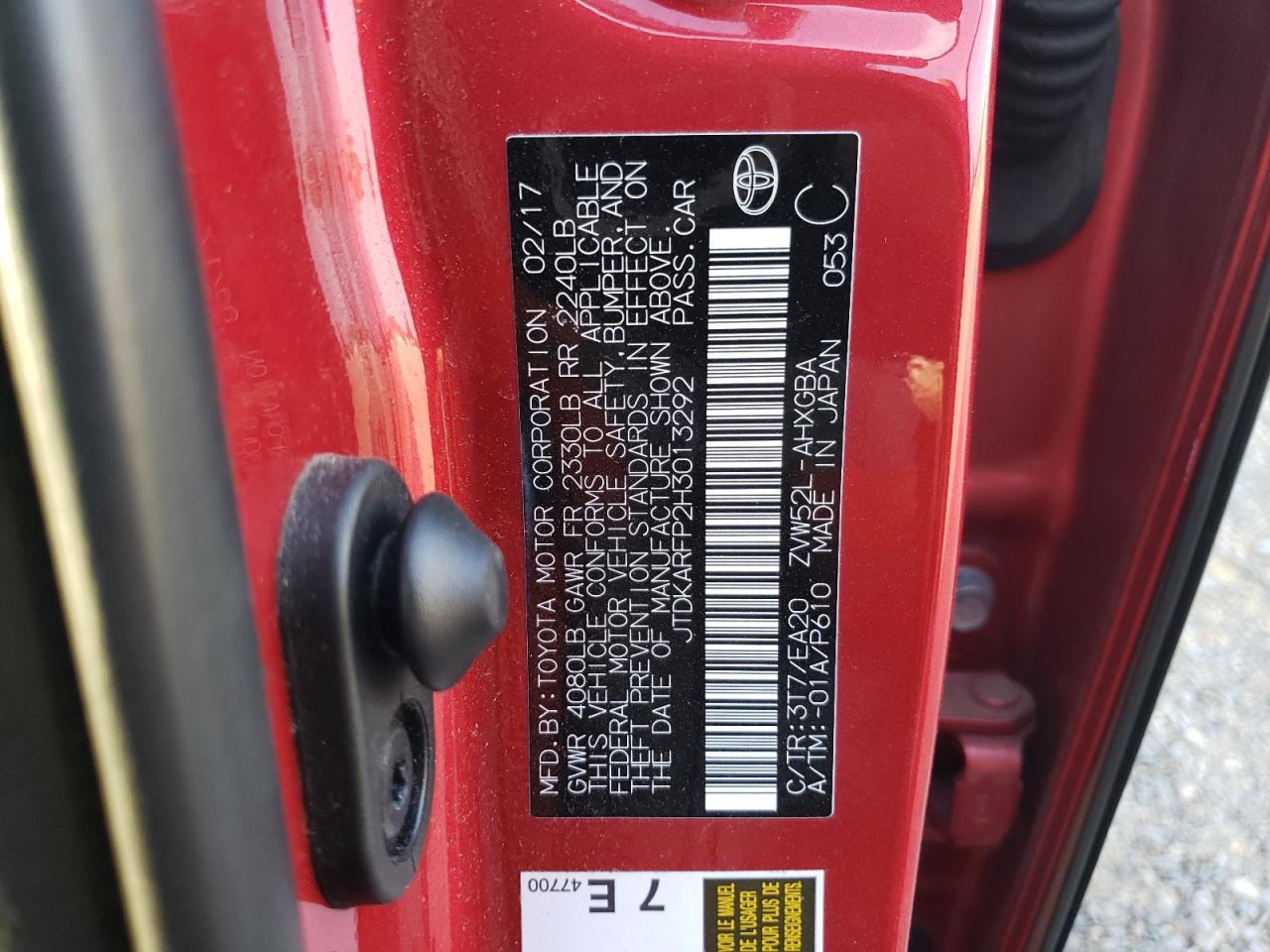 2017 Toyota Prius Prime VIN: JTDKARFP2H3013292 Lot: 63441694