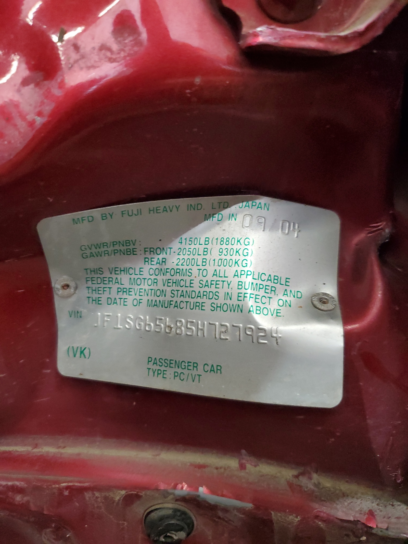 JF1SG65685H727924 2005 Subaru Forester 2.5Xs