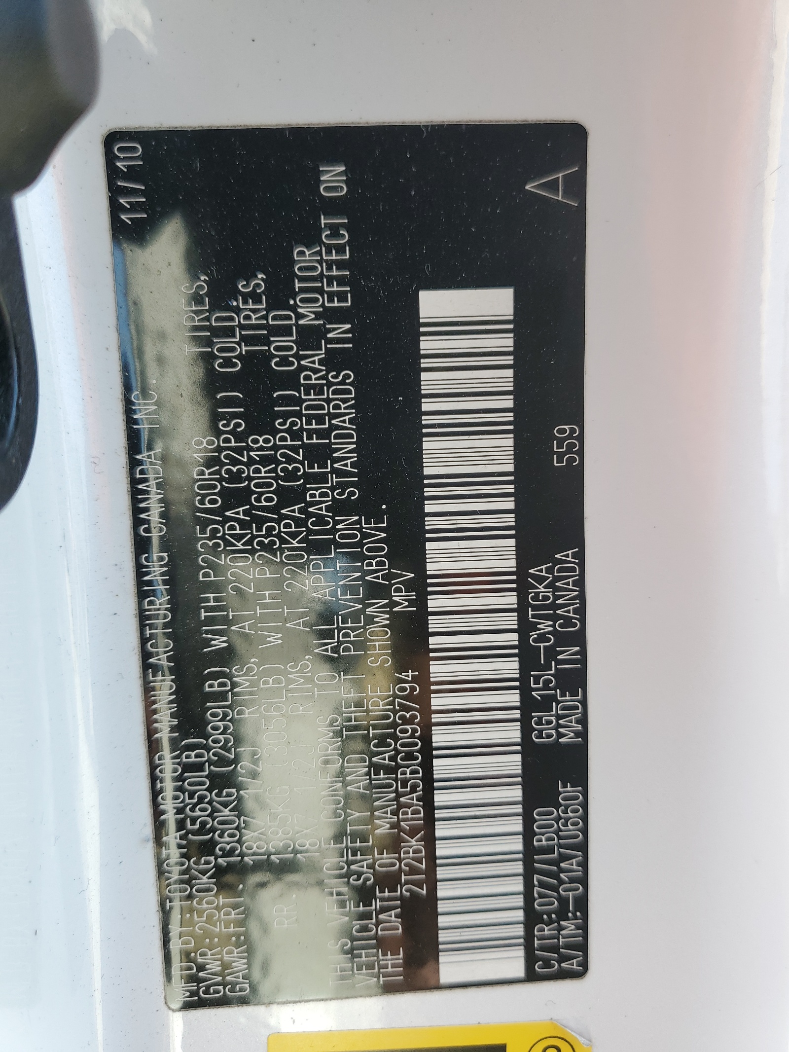 2T2BK1BA5BC093794 2011 Lexus Rx 350