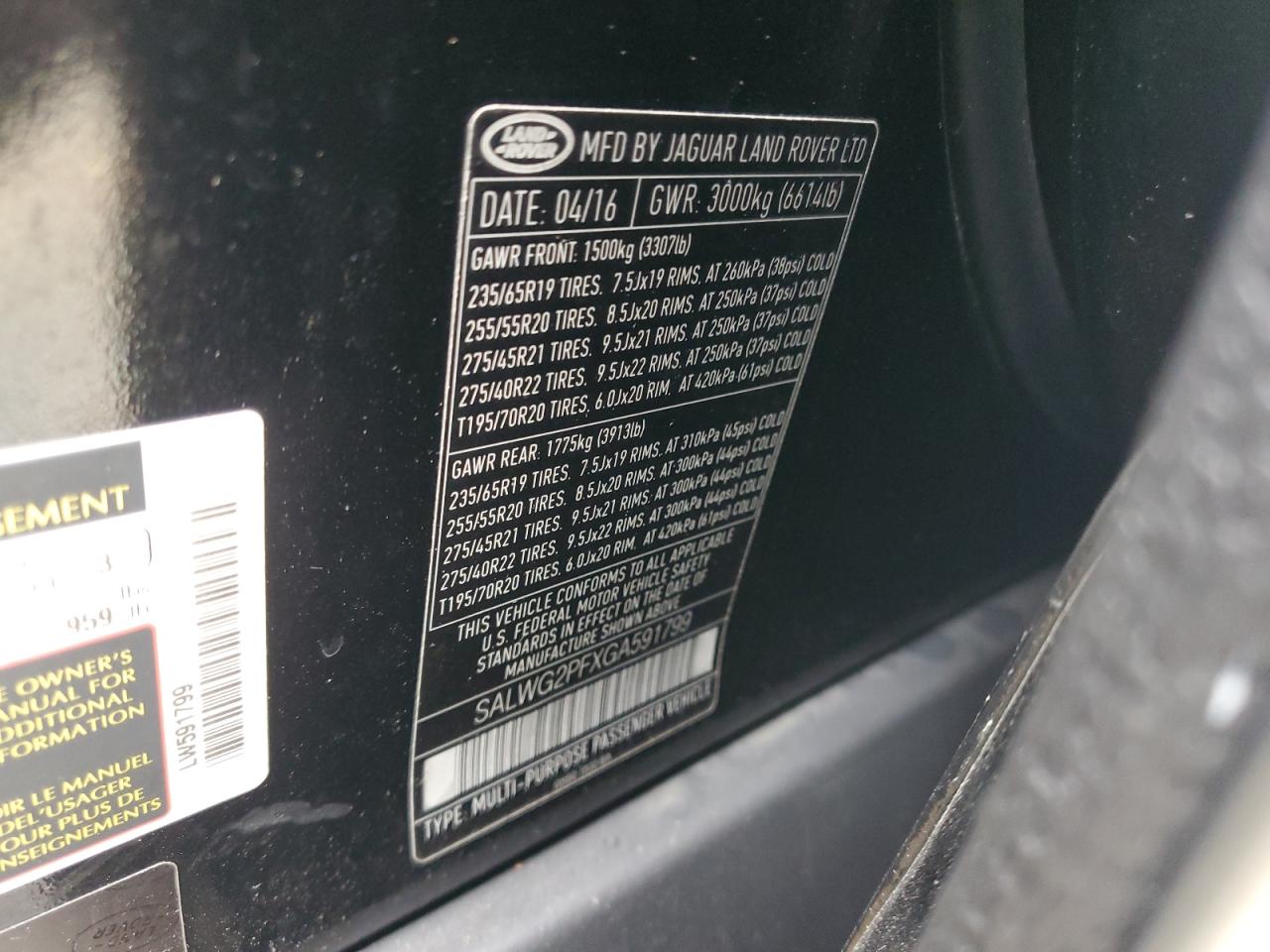 2016 Land Rover Range Rover Sport Se VIN: SALWG2PFXGA591799 Lot: 63468084