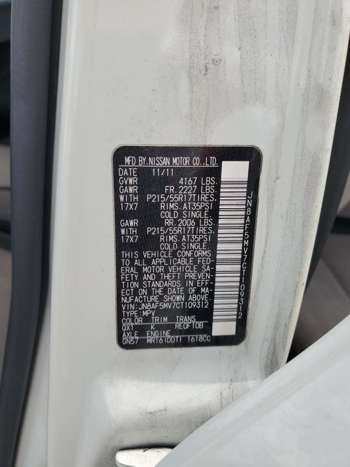 2012 Nissan Juke S VIN: JN8AF5MV7CT109312 Lot: 62751394