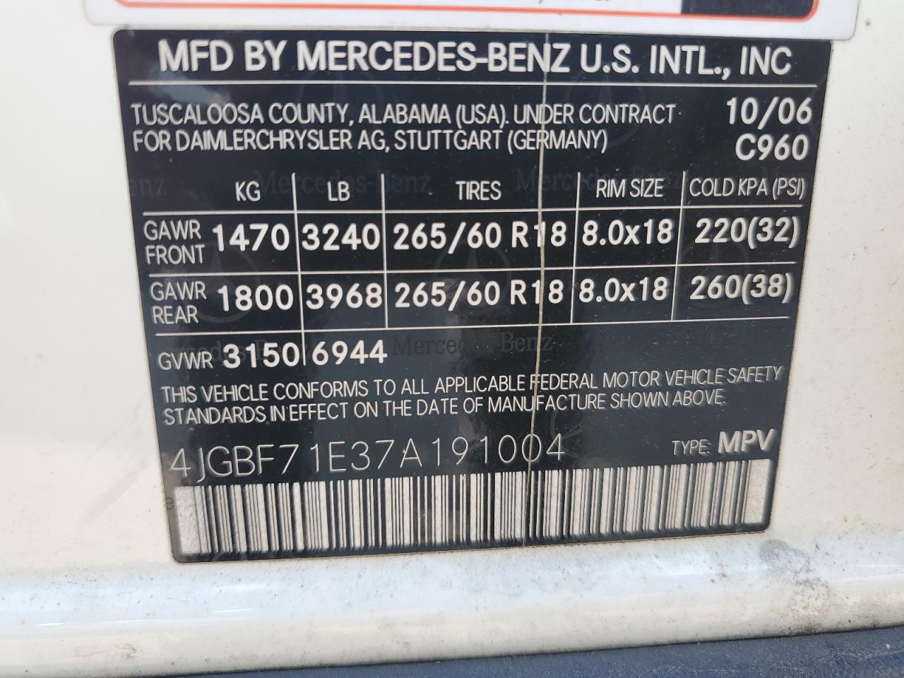 2007 Mercedes-Benz Gl 450 4Matic VIN: 4JGBF71E37A191004 Lot: 55368944