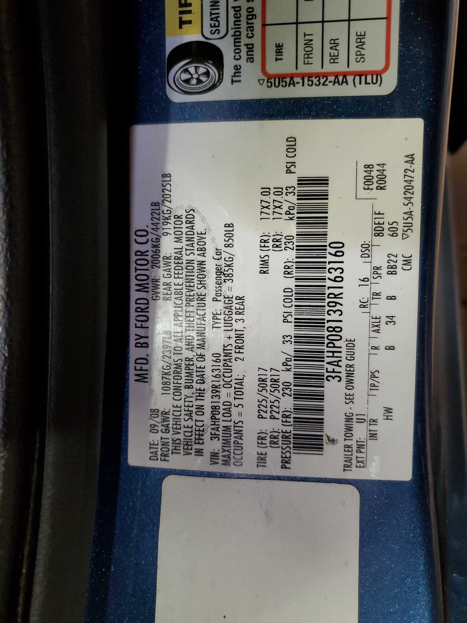 3FAHP08139R163160 2009 Ford Fusion Sel