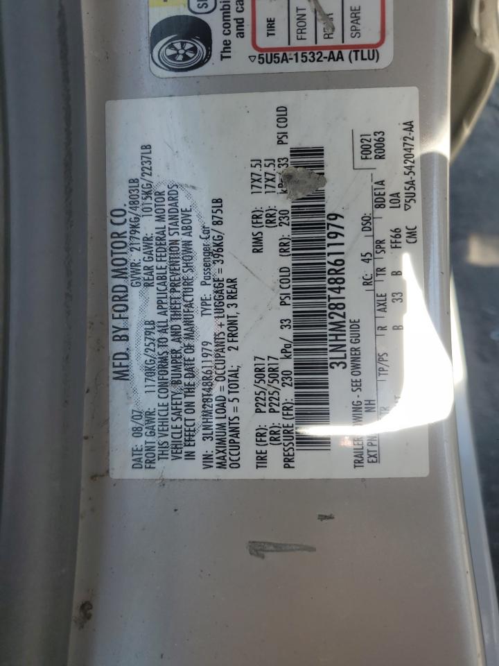 2008 Lincoln Mkz VIN: 3LNHM28T48R611979 Lot: 63483874