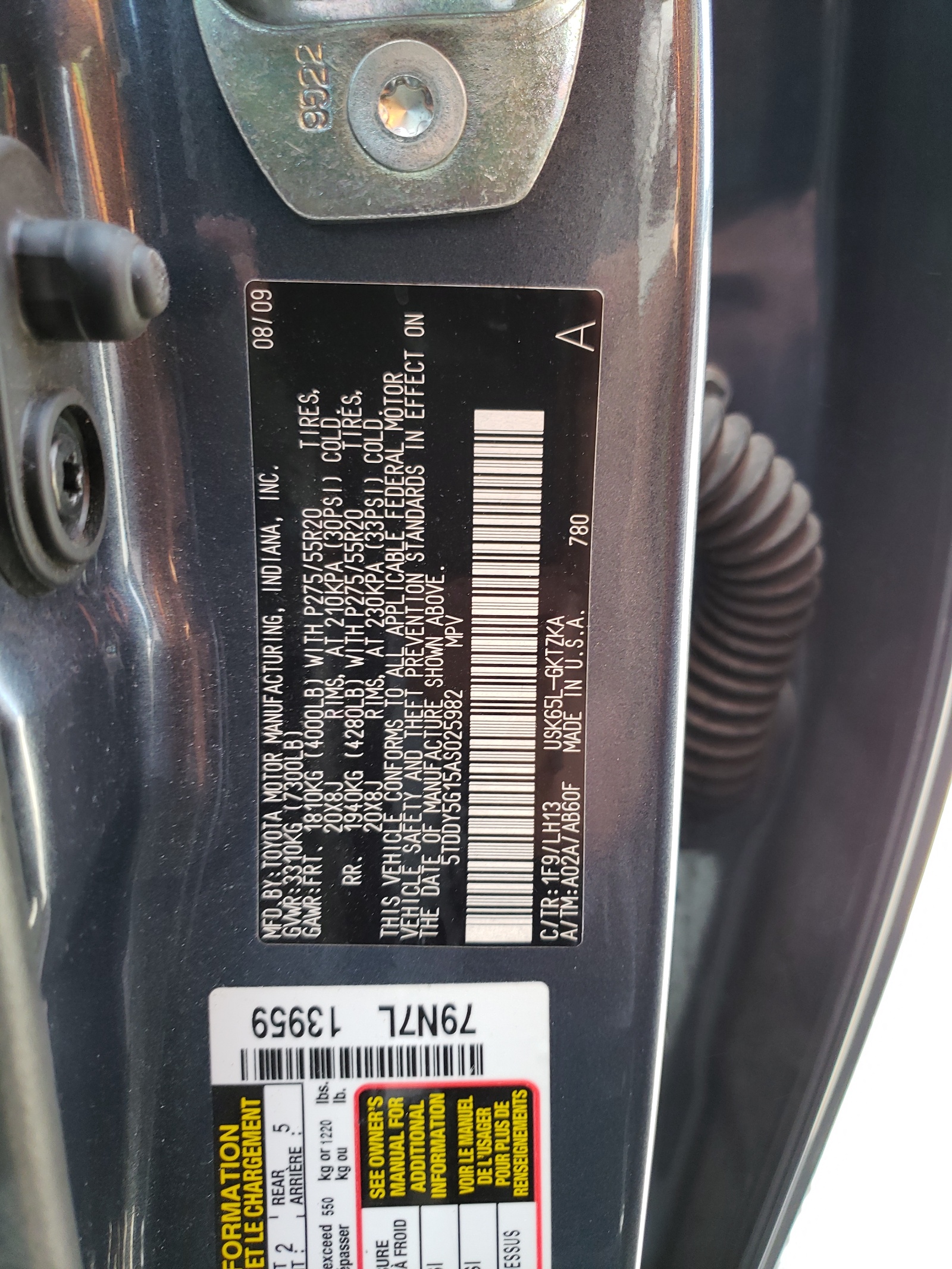 5TDDY5G15AS025982 2010 Toyota Sequoia Platinum