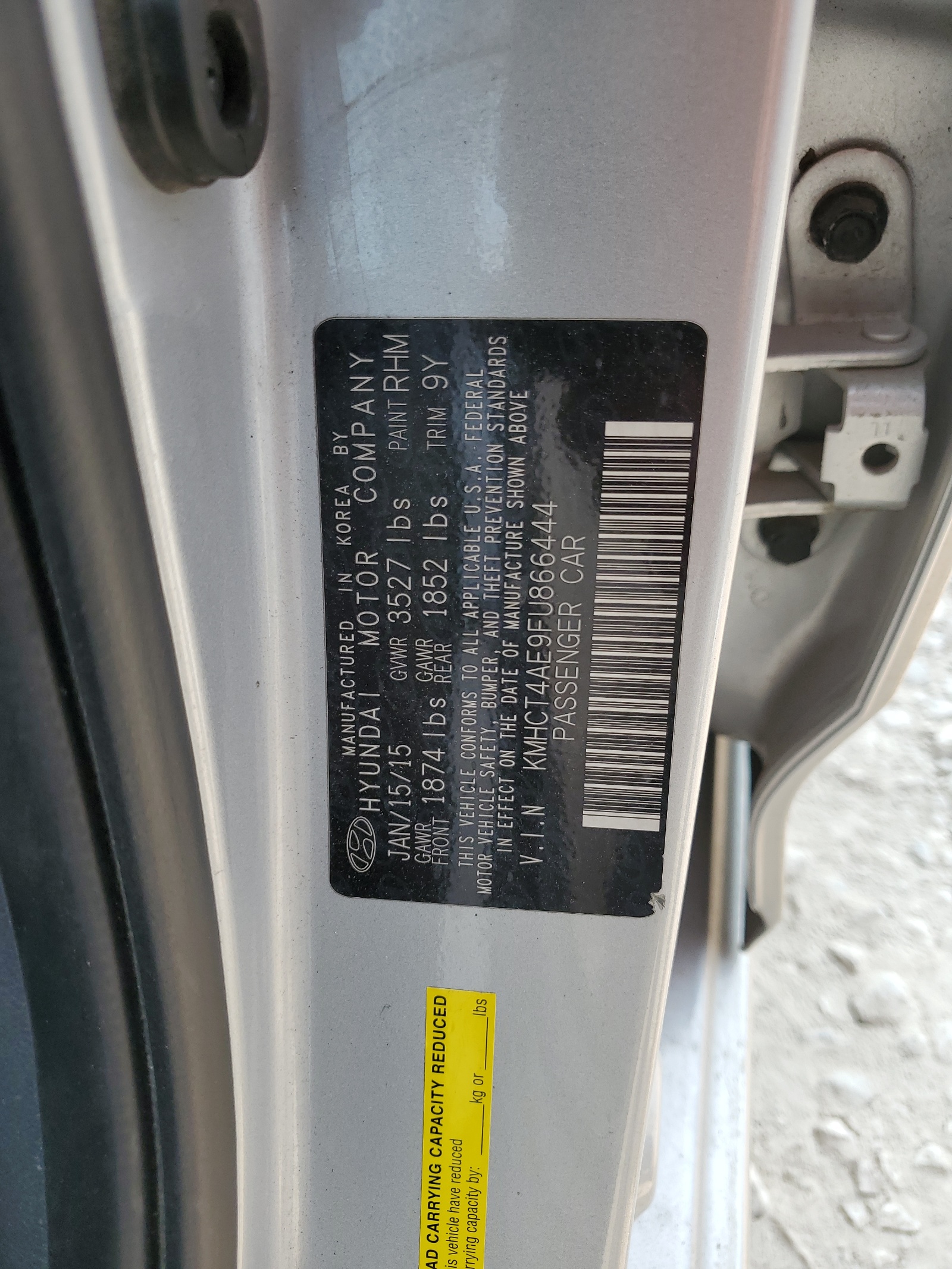 KMHCT4AE9FU866444 2015 Hyundai Accent Gls