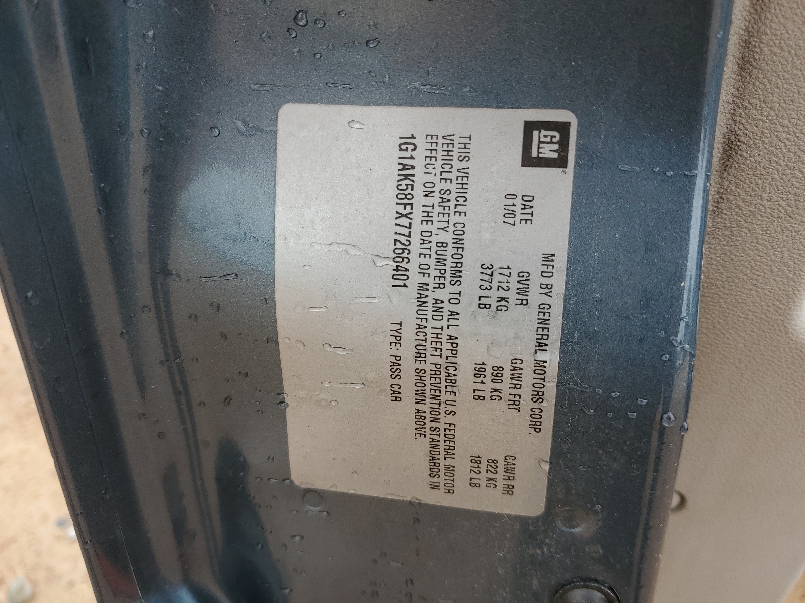 1G1AK58FX77266401 2007 Chevrolet Cobalt Ls