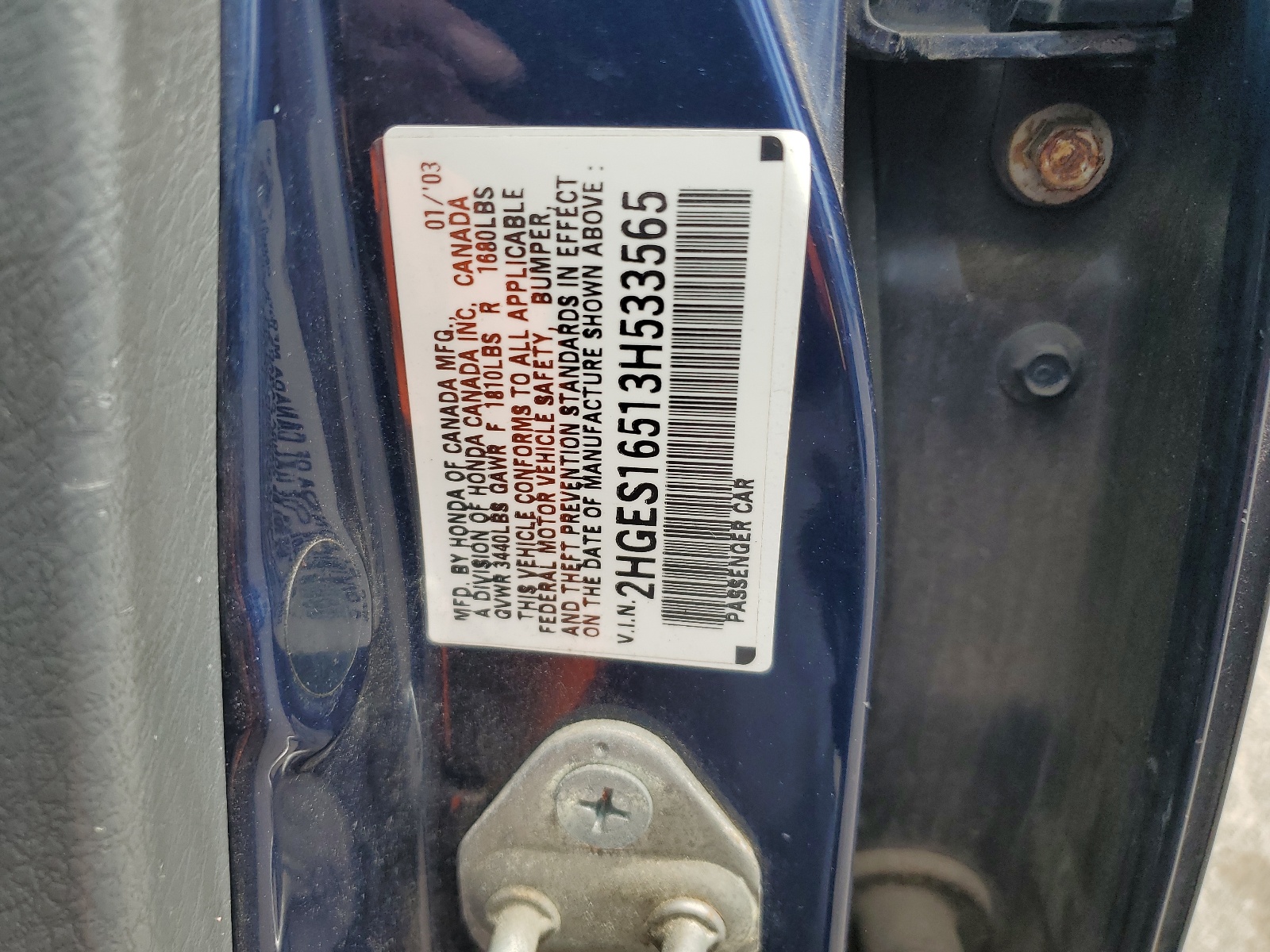 2HGES16513H533565 2003 Honda Civic Lx