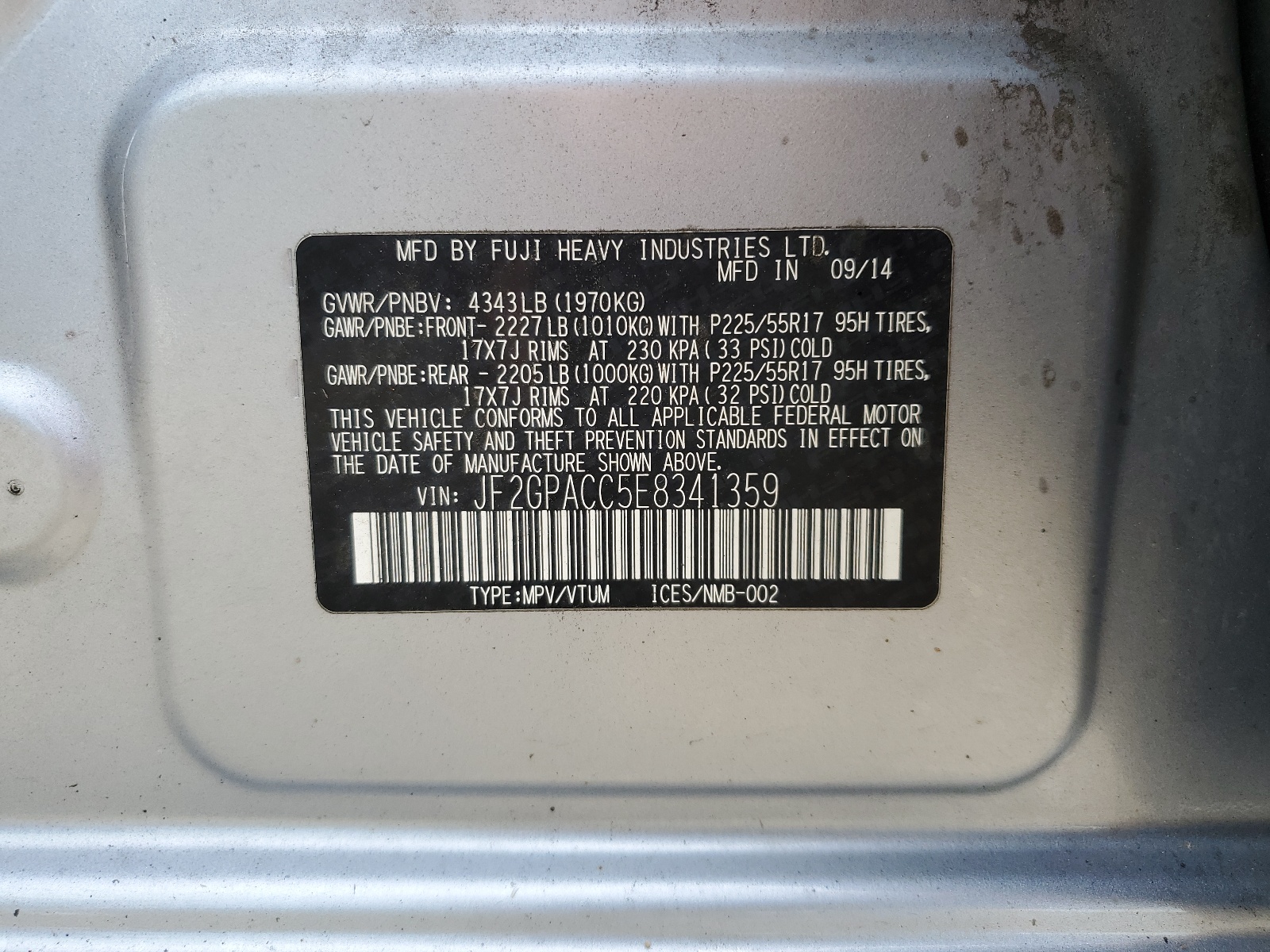 JF2GPACC5E8341359 2014 Subaru Xv Crosstrek 2.0 Premium