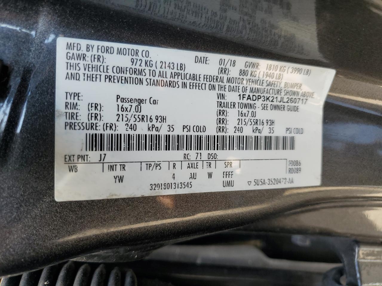 1FADP3K21JL260717 2018 FORD FOCUS - Image 12