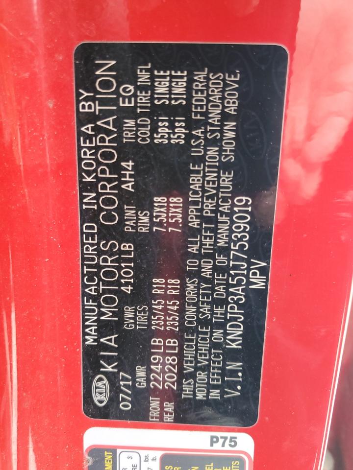 2018 Kia Soul + VIN: KNDJP3A51J7539019 Lot: 64828064