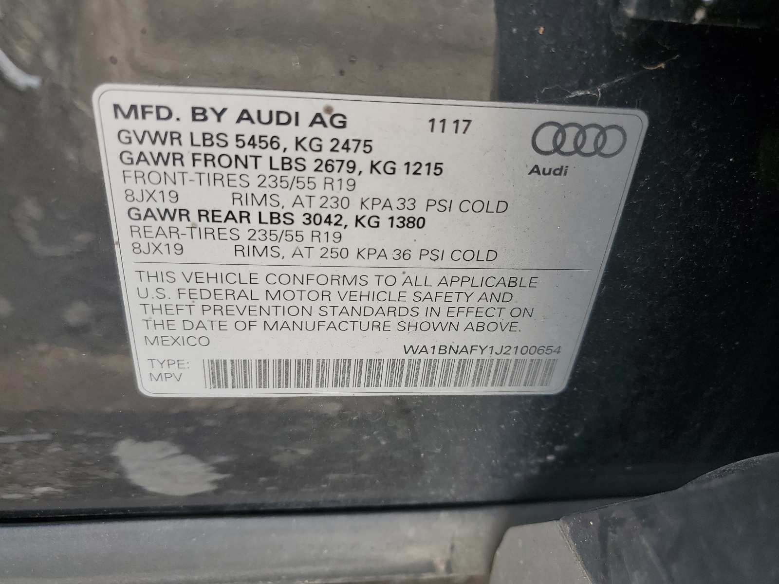 WA1BNAFY1J2100654 2018 Audi Q5 Premium Plus