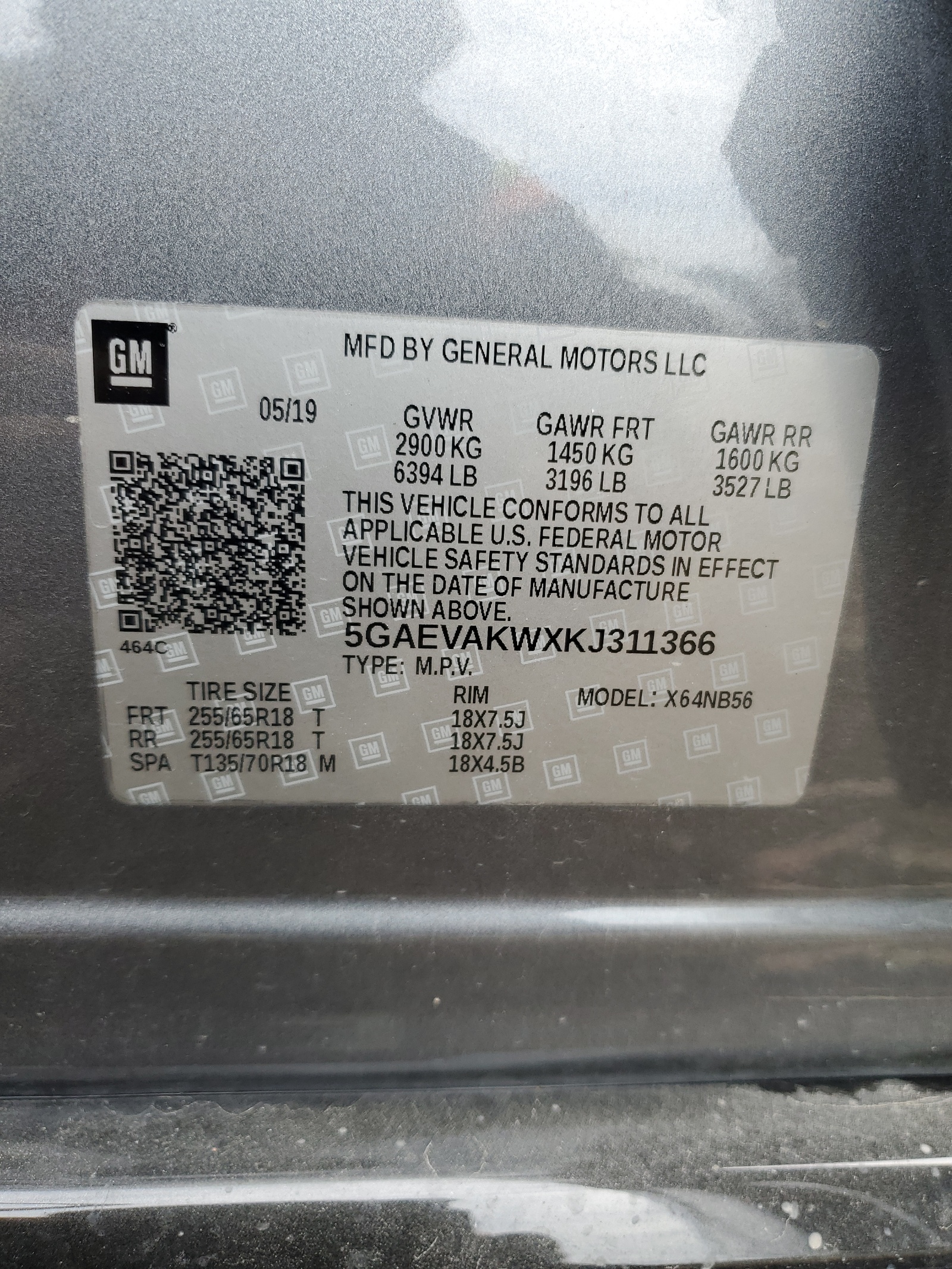 5GAEVAKWXKJ311366 2019 Buick Enclave Essence