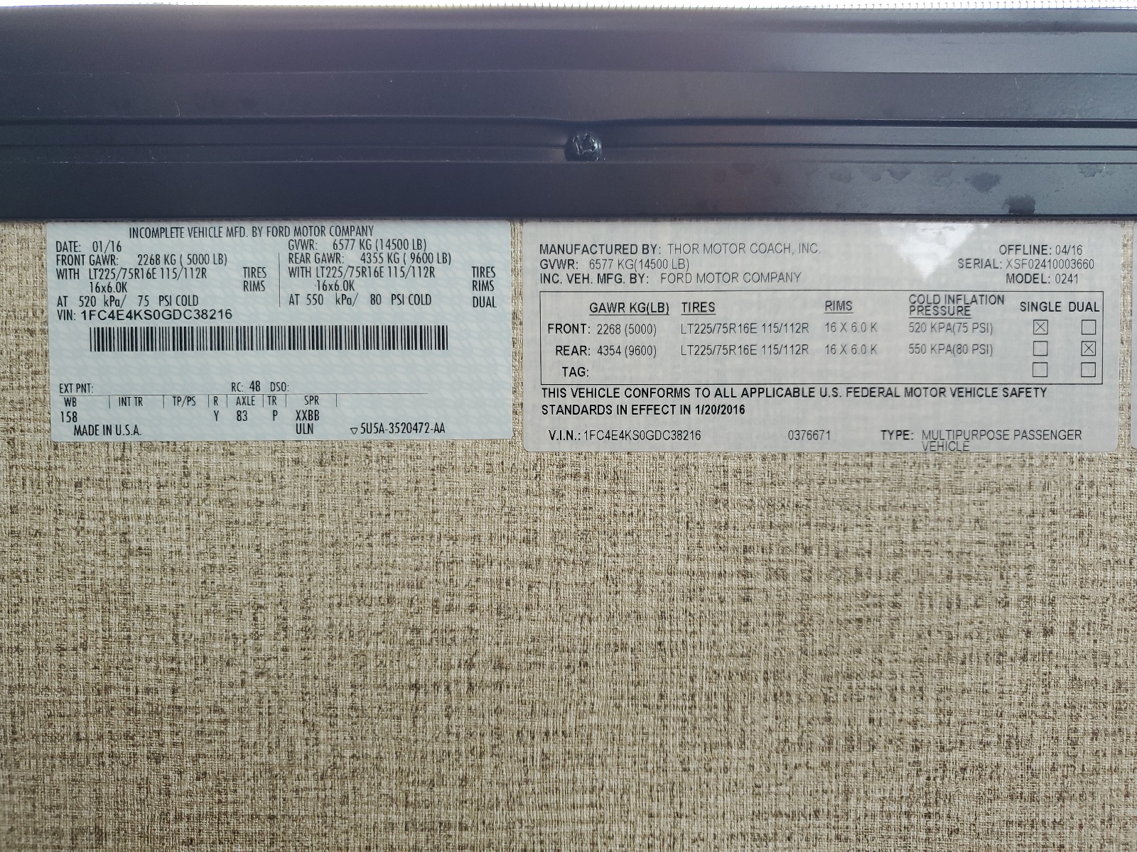 1FC4E4KS0GDC38216 2016 Ford Econoline E450 Super Duty Commercial Stripped Chassis