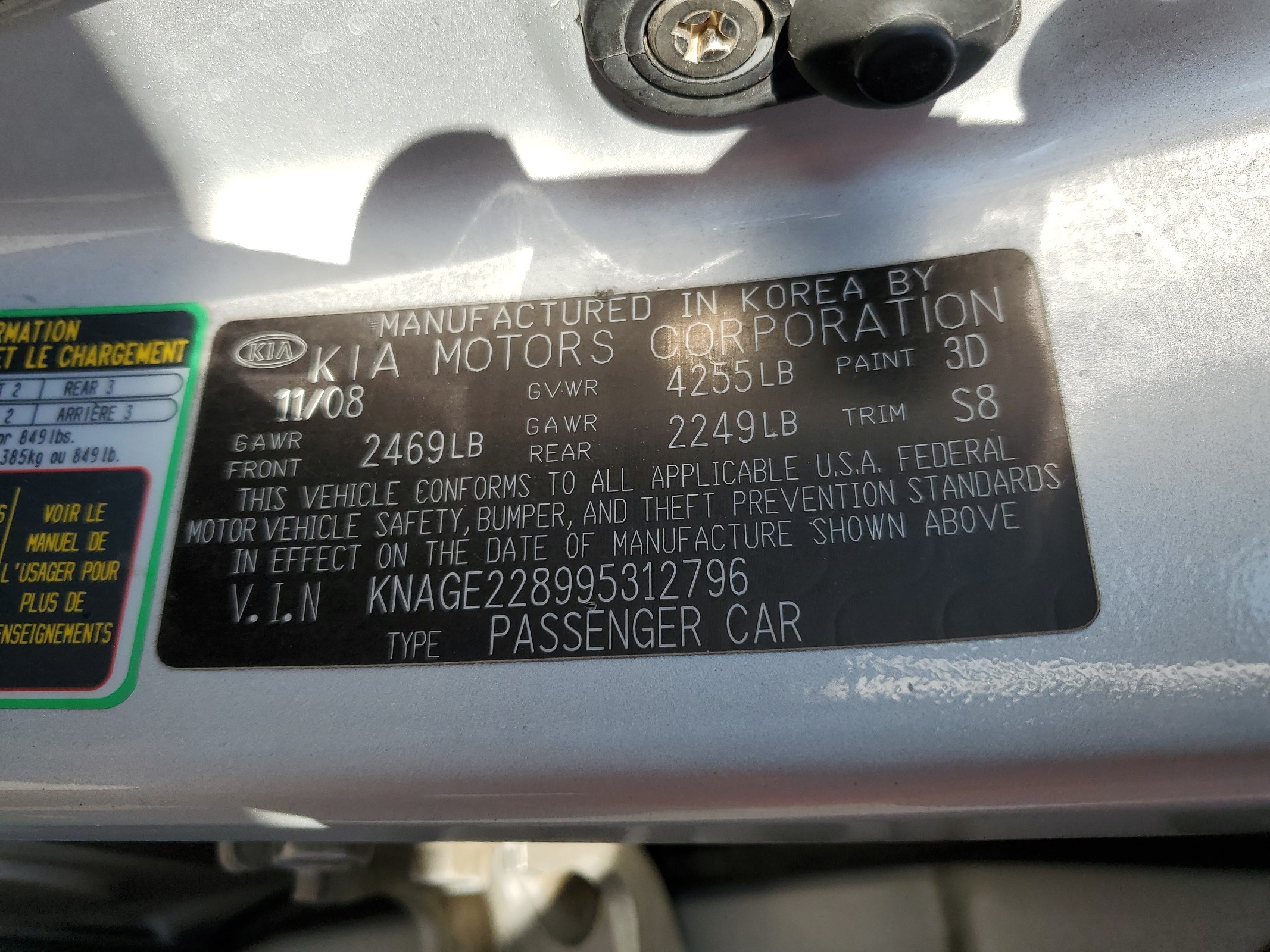 KNAGE228995312796 2009 Kia Optima Lx