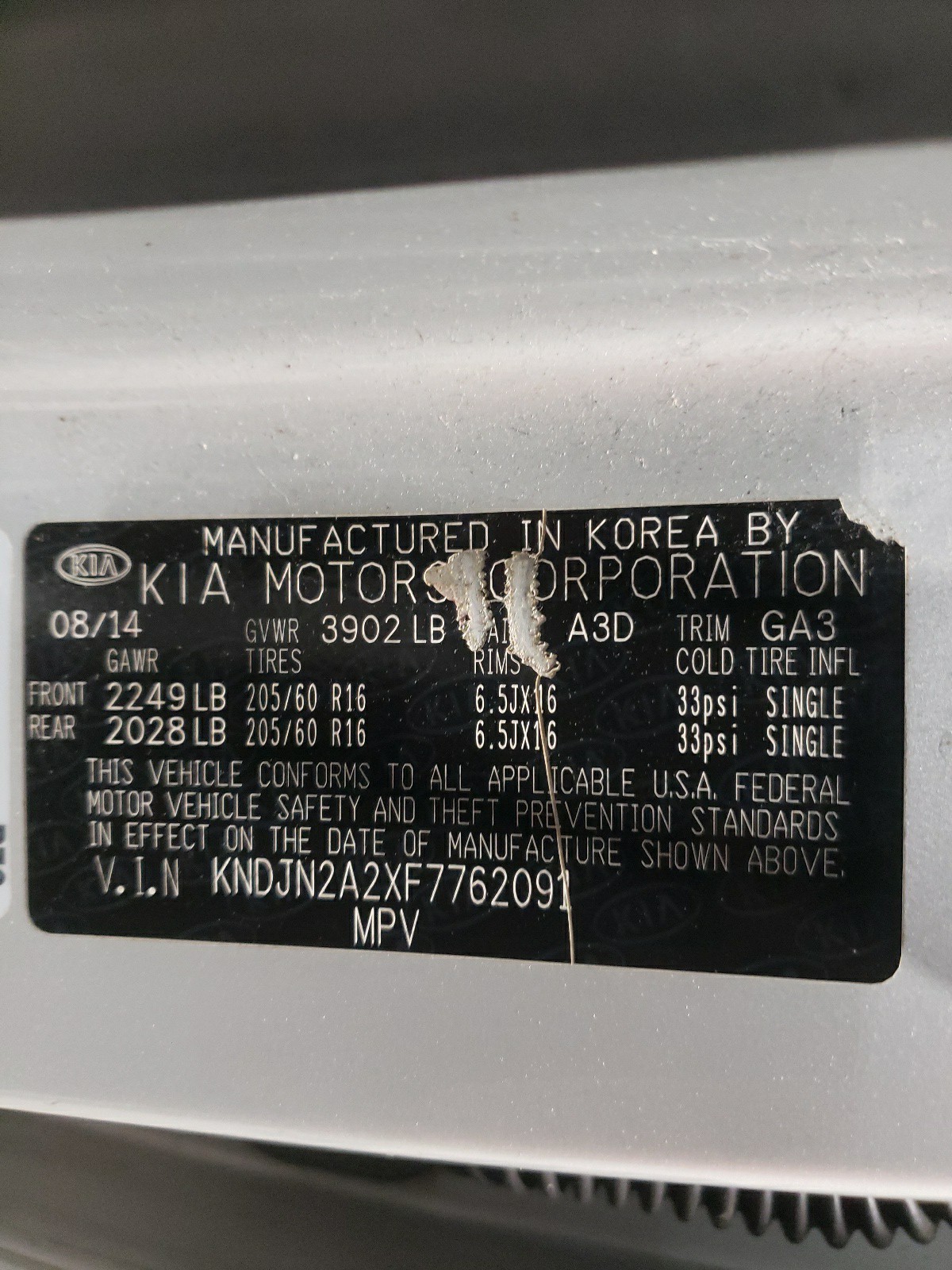 KNDJN2A2XF7762091 2015 Kia Soul