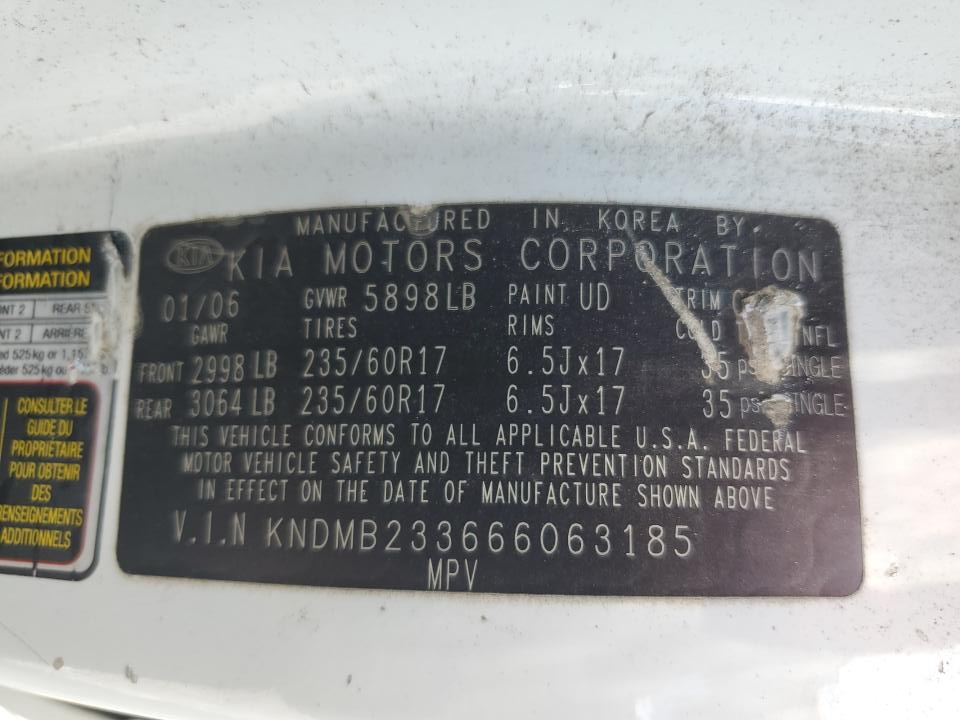 KNDMB233666063185 2006 Kia Sedona Ex