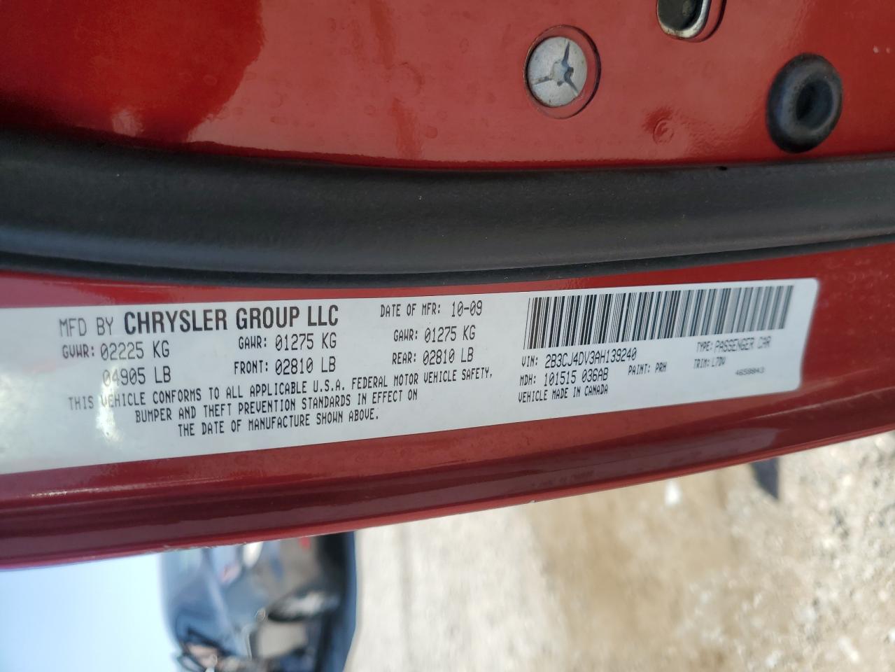 2010 Dodge Challenger Se VIN: 2B3CJ4DV3AH139240 Lot: 61231314