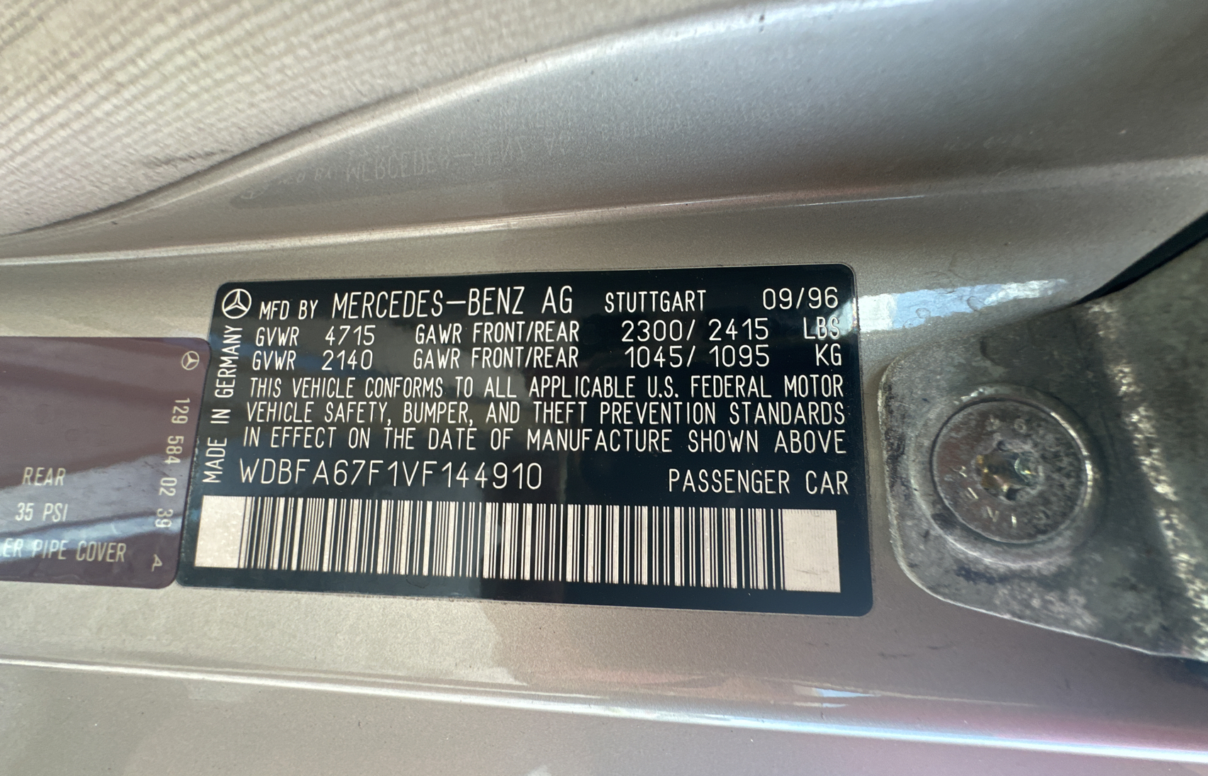 WDBFA67F1VF144910 1997 Mercedes-Benz Sl 500