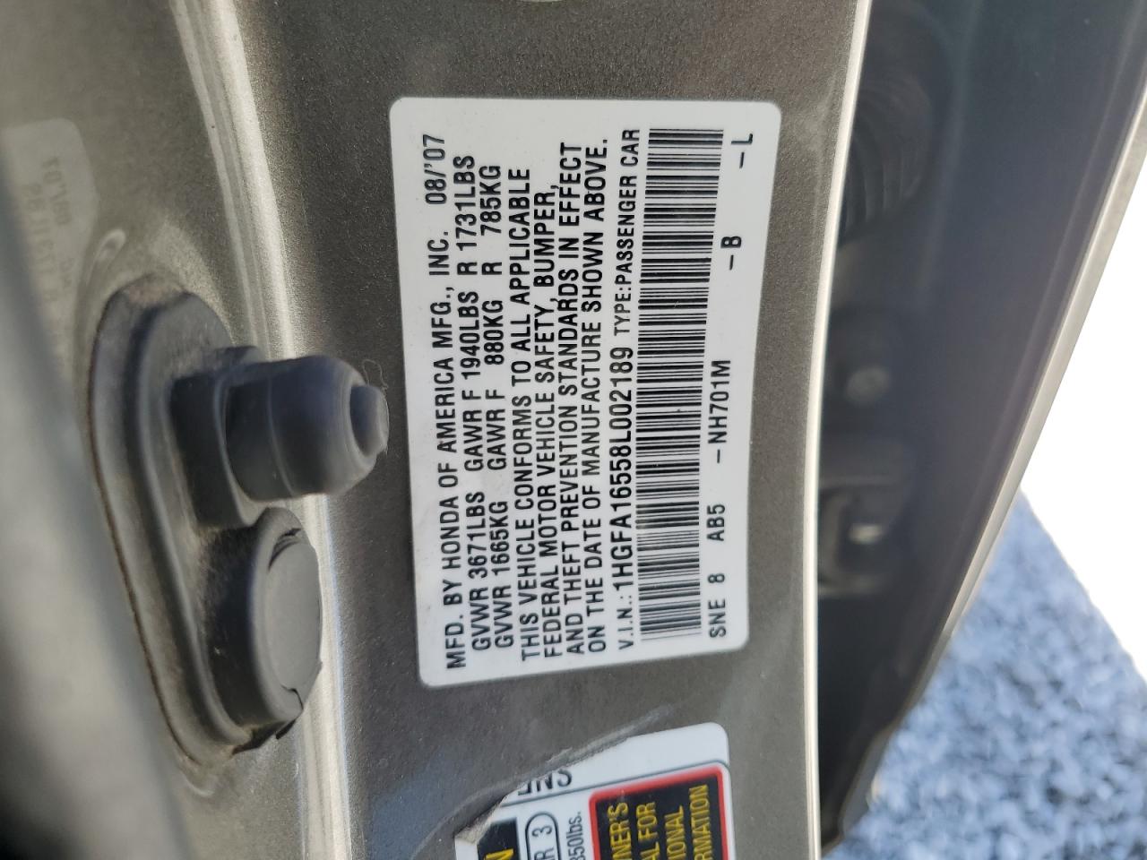 1HGFA16558L002189 2008 Honda Civic Lx