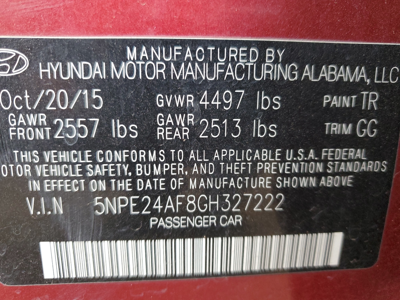 5NPE24AF8GH327222 2016 Hyundai Sonata Se